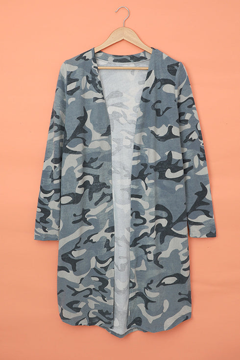 Print Colorblock Long Cardigan